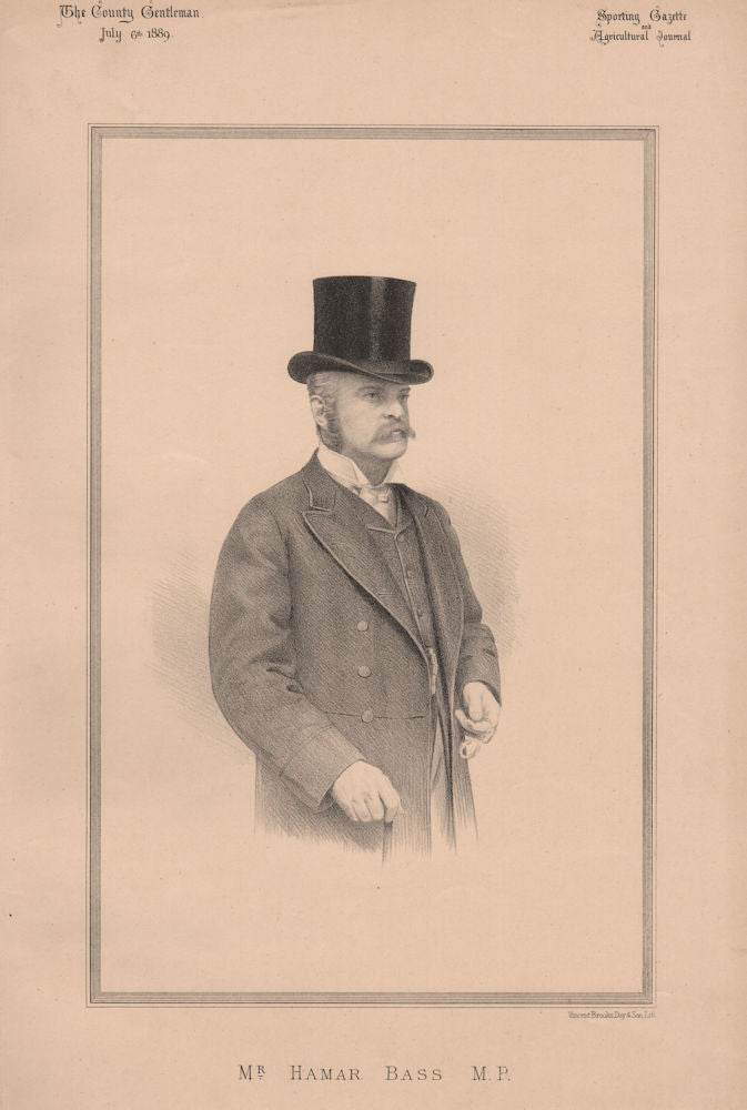 Mr. Hamar Bass M.P 1889 old antique vintage print picture